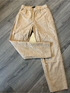 Ann Taylor Beige Eyelet Straight Leg Pants